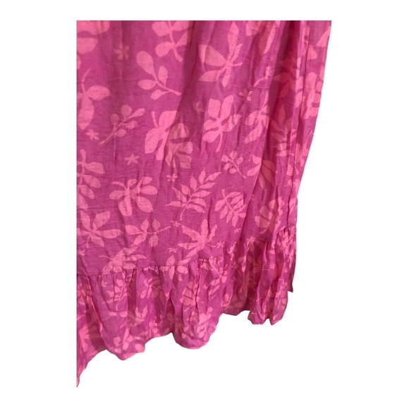 Pink floral motif flutter sleeve v-neck fit and flare maternity dress size large - Picture 6 of 13